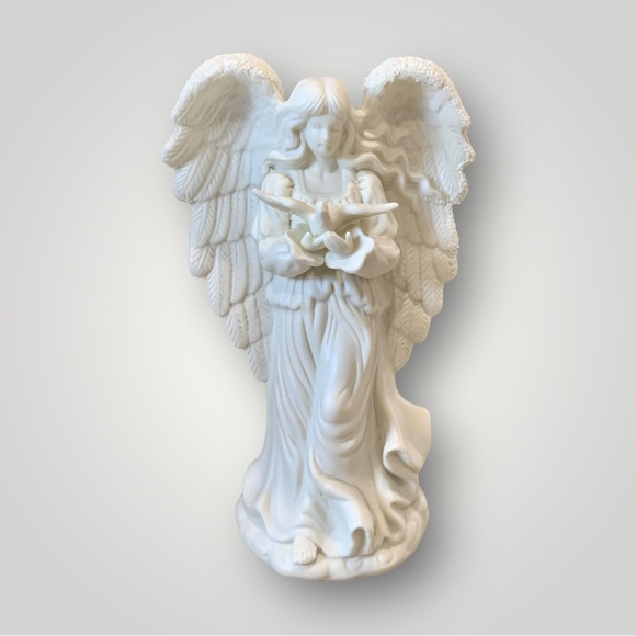 Vintage Guardian Angel Ceramic Figurine Statue 8.5” Tall - Picture 7 of 16